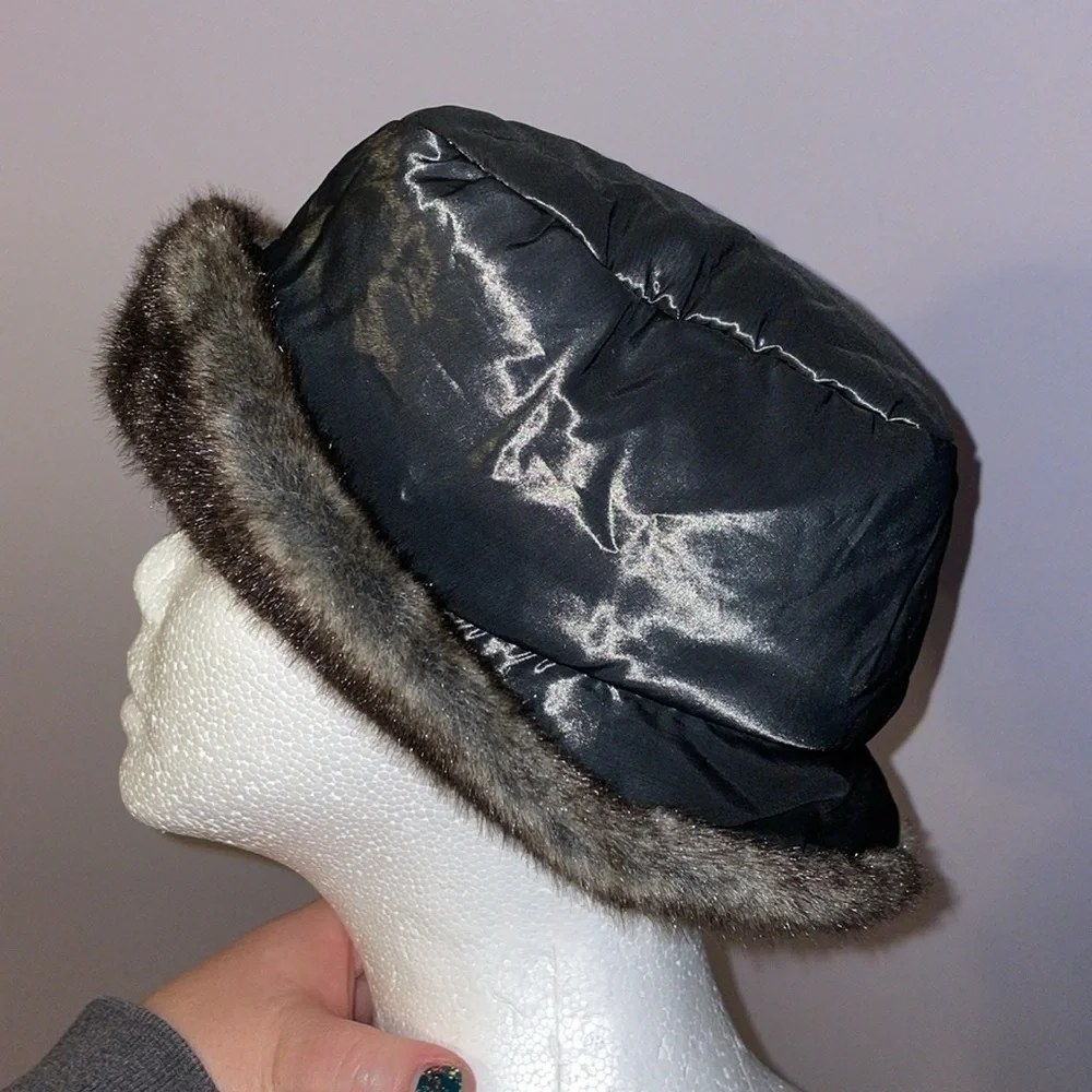 Nordstrom Vintage Made in Italy Puffer Faux Fur Bucket Hat OS